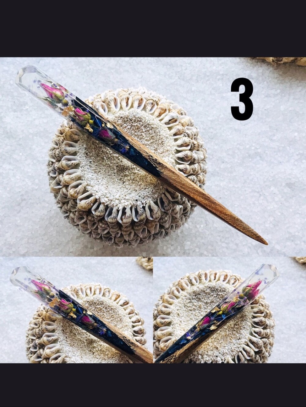 YevheniiaShop resin hair stick 7 inch Rose